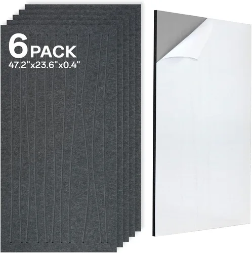 Vista 10 de Paquete de 4 paneles de pared acústicos de doble capa grandes autoadhesivos, 47.2 x 23.6 x 0.71 pulgadas, panel de pared insonorizado, barrera