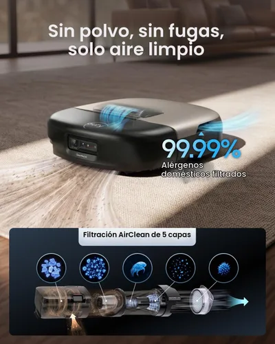 Vista 5 de eufy Omni S2 Robot Aspirador y Trapeador Combo, 30,000 Pa, 99,99% de Negro