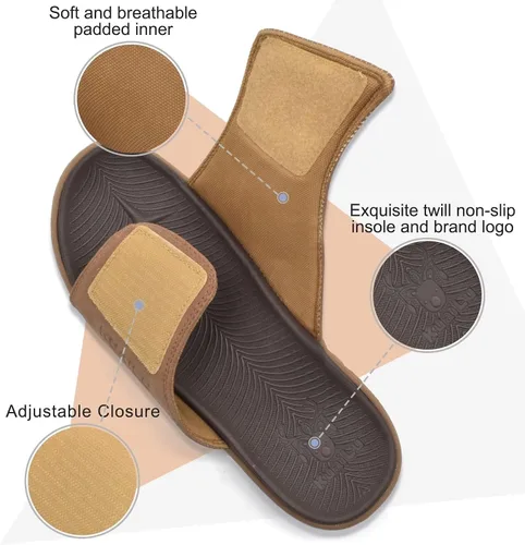 Vista 3 de KuaiLu Sandalias deportivas para hombre con cojín suave y soporte de arco para fascitis plantar, puntera abierta, ajustables, para interiores