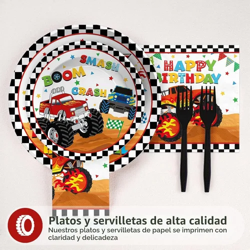 Vista 2 de Greencian 96 piezas de camiones de carreras de 5.º cumpleaños, sirve para 24