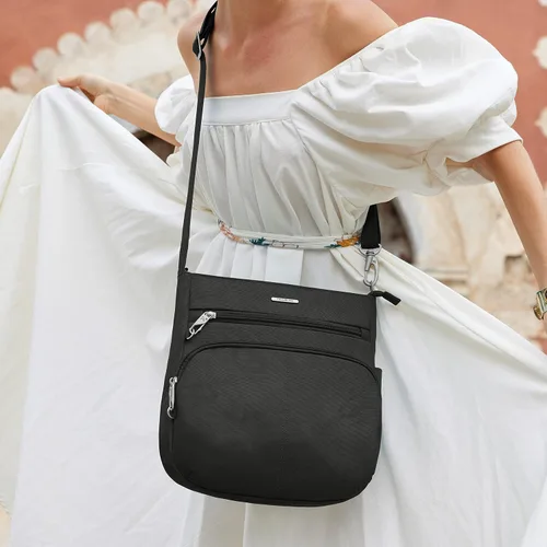 Vista 2 de Travelon Bolso cruzado cruzado clásico NS antirrobo, Negro -, Travelon Bandolera clásica antirrobo NS
