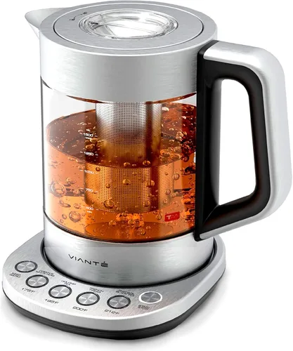 Vista 11 de Vianté - Tetera eléctrica con infusor para hojas sueltas. Elaborador de té caliente con control de temperatura y apagado automático. Tetera