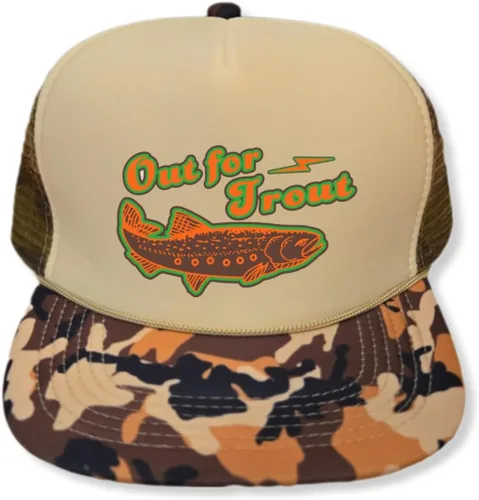 Vista 12 de ThatsRad Out for Trout Camionero Camuflaje Sombrero Visera Cuerda Snapback Camo Pesca Mosca