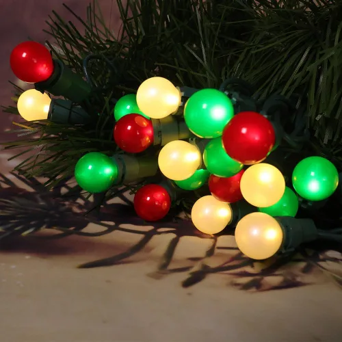 Vista 6 de Luces de Navidad Roja, Blanca y Verde G15 70 LED Luz de Globo Cadena de Luces Enchufable para Decoración de Navidad Cadena de Luces al Aire Libre