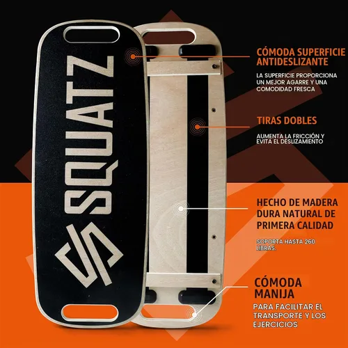 Vista 4 de SQUATZ Tabla de equilibrio de madera, escritorio de pie, tapete antifatiga, equipo de ejercicio con diseño ergonómico y superficie antideslizante