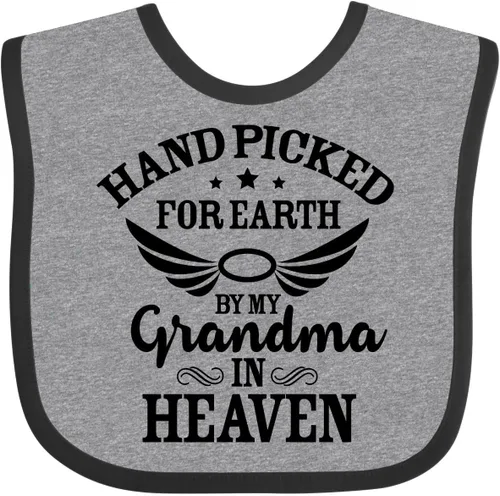 Vista 7 de inktastic Handpicked for Earth By My Grandma in Heaven Angel Wings Baby Bib