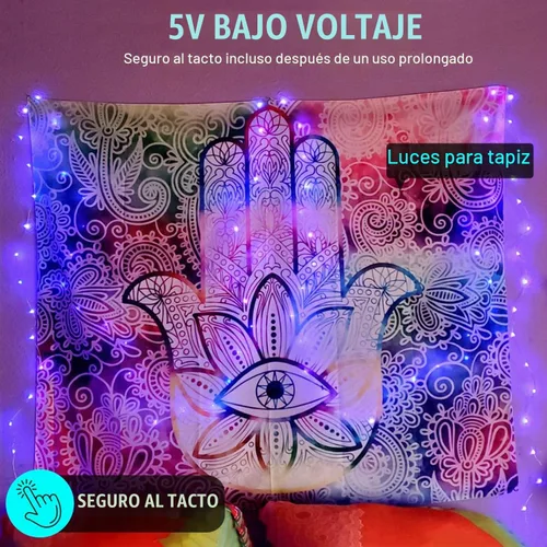 Vista 3 de Luces de Hadas USB Enchufables de 33 pies, 100 LEDs con Control Remoto, Luz Blanca Cálida de 20 Colores Cambiantes, Luces de Cadena Centelleantes