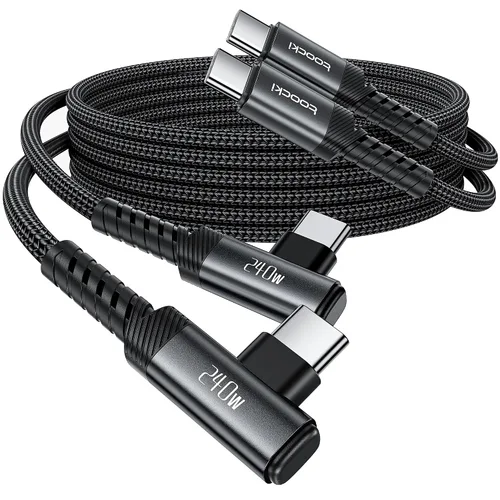 Vista 15 de Cable USB C [Paquete de 2, 1 mt] Carga rápida de 240 W tipo C, cable USB 2.0 trenzado de nylon para iPhone 17 16 15 Pro Plus Pro Max Air, iPad Pro