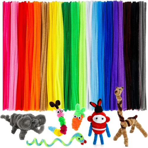 Vista 8 de Caydo 200 piezas de limpiadores de tubos negros de Halloween, varillas de chenilla para manualidades, en masa para niños, arte DIY, manualidades