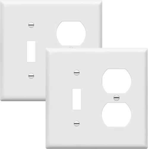 Vista 29 de ENERLITES Placa de pared de metal para combinación de interruptor de palanca y receptáculo dúplex, cubierta de salida de acero inoxidable 201