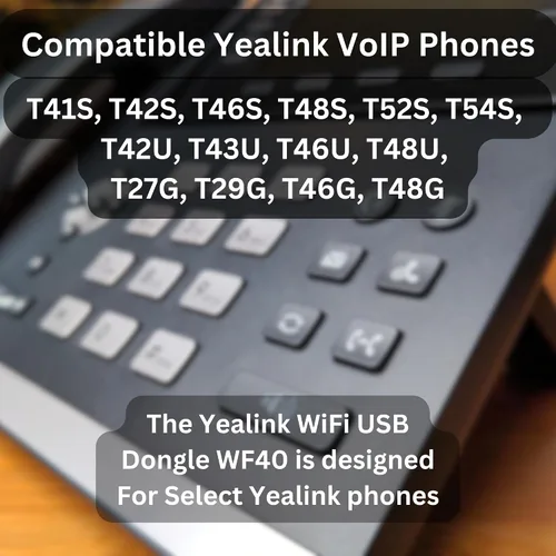 Vista 9 de Yealink - Adaptador WiFi WF40 Dongle USB para teléfonos VoIP modelos compatibles - T46U, T48U, T41S, T42S, T46S, T48S, T52S, T54S, T42U, T43U, T27G