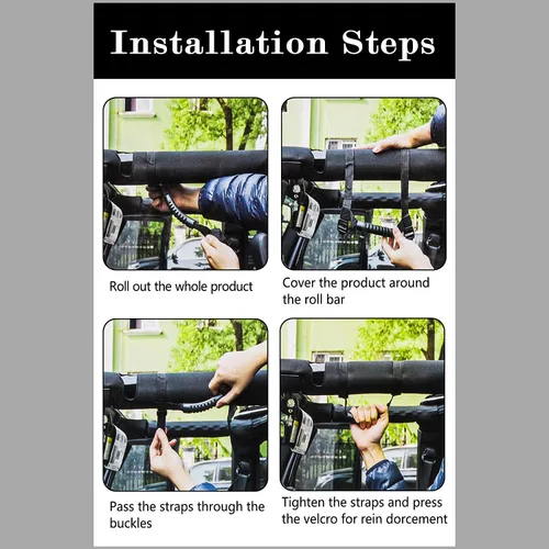 Vista 6 de Barra antivuelco de cuerda de paracaídas de alta resistencia compatible con Jeep Wrangler YJ TJ JK JKU JL JLU Sports Sahara Freedom Rubicon X