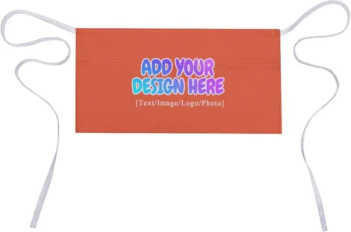 Vista 17 de AXKEUDO Delantal personalizado con bolsillos, delantales de cintura para camarera para cocinar en casa, restaurante, servir trabajo