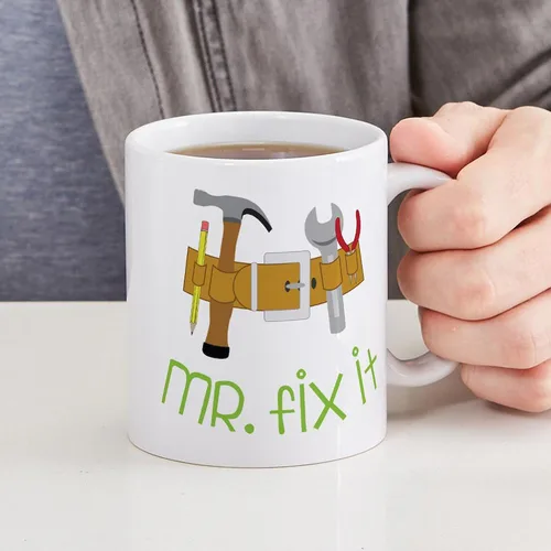 Vista 7 de CafePress Mr. Fix It - Taza de café de cerámica (11 oz), 11.0 fl oz Blanco