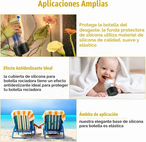 Vista 6 de Zubebe 6 fundas de silicona para botella de spray de vidrio, bota inferior
