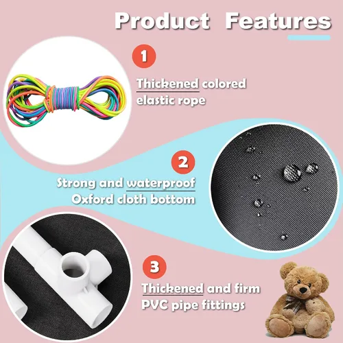 Vista 4 de Zoológico de almacenamiento de animales de peluche, jaula de animales de peluche de tubo de PVC de 58 pulgadas de alto, estante extra grande