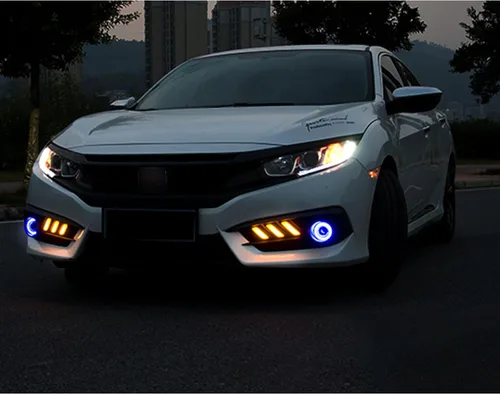 Vista 8 de x xotic tech Cubierta de bisel de luces antiniebla LED para parachoques delantero, compatible con Honda Civic 10ª generación 2016-2018 2/4 puertas