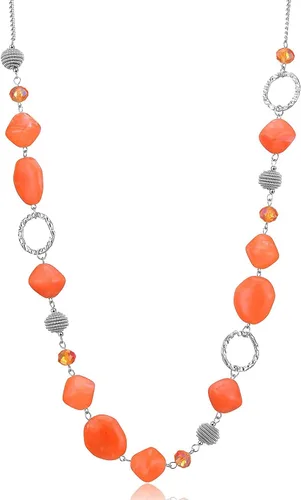 Vista 22 de BULINLIN Collar largo de cuentas para mujer, collar de cadena de suéter plateado con cuentas de resina de cristal, collar de joyería de moda