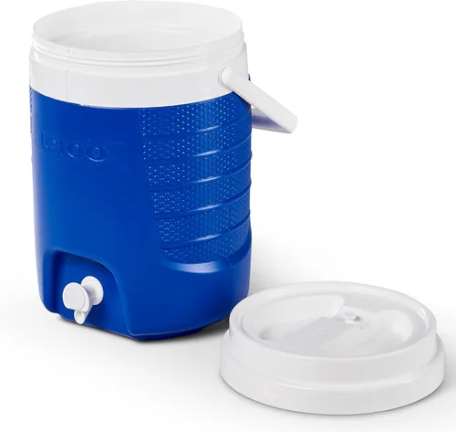 Vista 3 de Igloo, heladera con grifo para transportar bebidas, capacidad: 2 galones (color azul).
