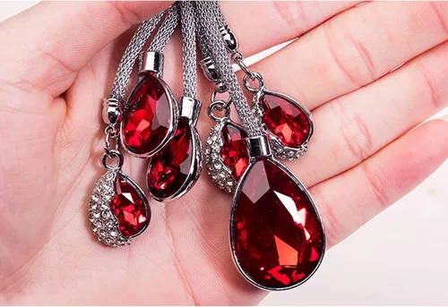 Vista 6 de Xotic Tech - Llavero de aleación de cristal con forma de lágrima, rojo intenso, brillante, con diamantes