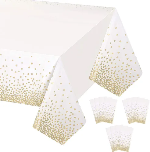 Vista 13 de Gexolenu Paquete de 2 manteles de plástico desechables de alta calidad para mesas rectangulares (54 x 108 pulgadas), manteles desechables Negro