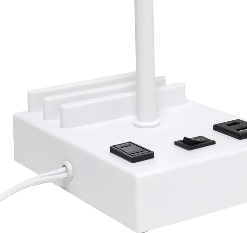 Vista 5 de Simple Designs LT1110-WOW - Lámpara de escritorio rectangular moderna de 15.3 pulgadas de alto con 2 puertos USB y salida de carga con pantalla