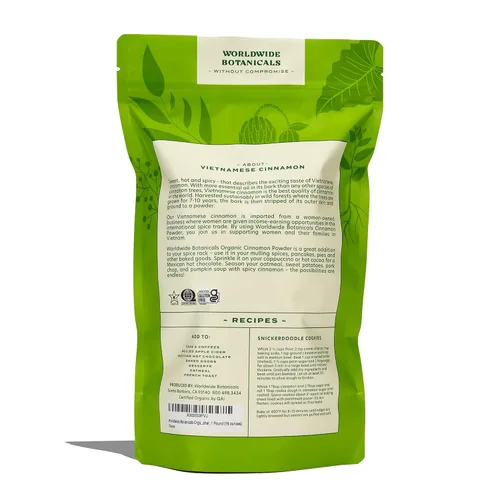 Vista 2 de Worldwide Botanicals Canela en polvo vietnamita orgánica, 1 libra, especia de canela molida de primera calidad, 100% puro, cosechada