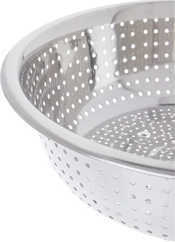Vista 4 de Winco Colador Chino con agujeros de 2.5 mm, 11 pulgadas, acero inoxidable, mediano