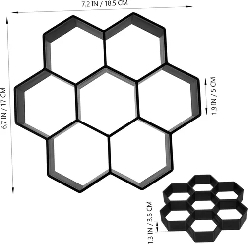 Vista 3 de Cabilock Molde de piedra para pavimentar, molde de plástico con forma geométrica hexagonal para suelo de cemento, molde reutilizable para escalones