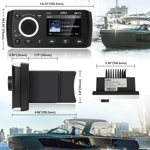 Vista 3 de Radio estéreo marina de FM del receptor de audio/vídeo de Bluetooth, MECH menos para el yate, deporte del poder
