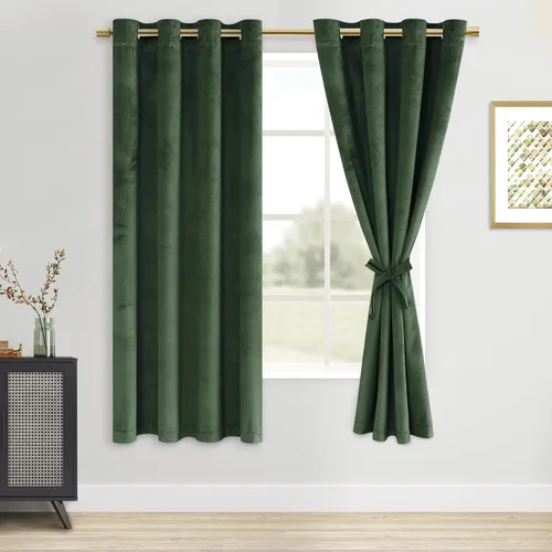 Vista 86 de DWCN - Juego de 2 paneles de cortina de terciopelo con ojales negros, tratamiento de ventanas con aislamiento térmico, apilables, decoración moderna
