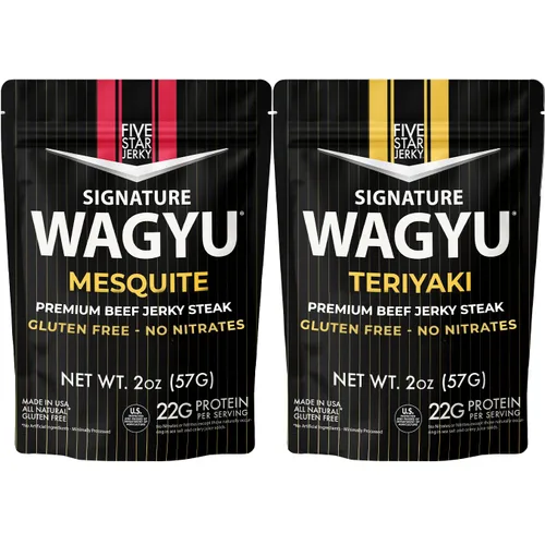 Vista 12 de Five Star Wagyu Beef Jerky - Ajo y Hierba + Pimienta Variedad Paquete de 2 (4 onzas)