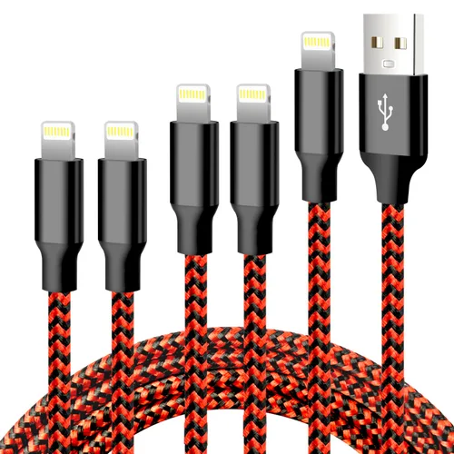 Vista 16 de Cable USB a Lightning, paquete de 5 cables de carga rápida para iPhone Negro
