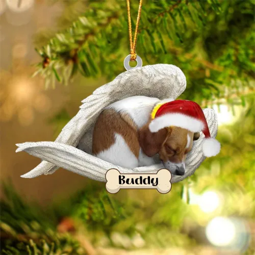 Vista 3 de Afghan Hounds - Adorno de Navidad con alas de ángel durmiente, recuerdo personalizado para perros 2024, adorno de forma acrílica, regalos