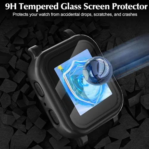 Vista 2 de Paquete de 2 fundas protectoras compatibles con Gabb Watch 3/3e, carcasa rígida de policarbonato duro con protector de pantalla de vidrio templado
