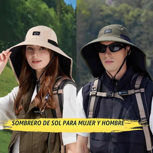Vista 4 de Rosoz Sombrero de sol al aire libre para hombres y mujeres, UPF 50+sombrero beige (1pack-beige)