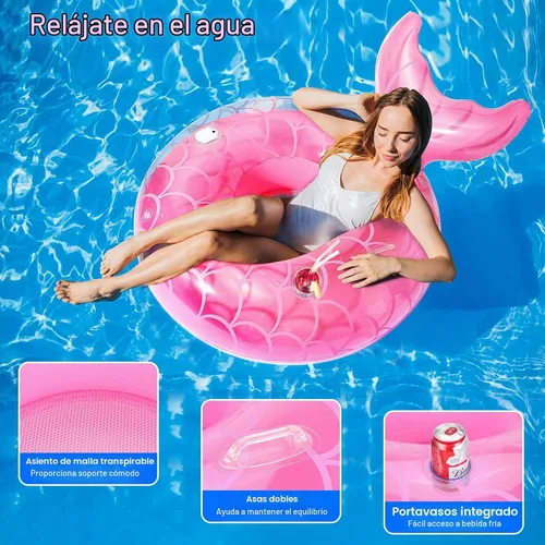 Vista 5 de MoKo Pool Float Adult, Mermaid Inflatable Swim Tube