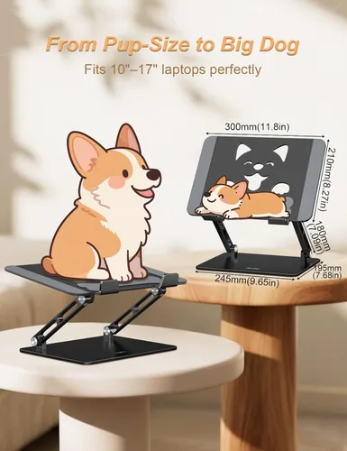 Vista 4 de Aoviho Soporte de aluminio para computadora portátil para escritorio apto Negro