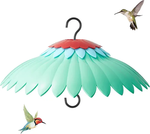 Vista 10 de Beserie Comedero para Pájaros Protector Meteorológico Cubierta de Cúpula Roja Protección contra Lluvia para Comederos de Colibríes con Foso