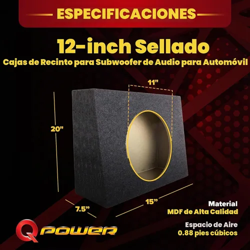 Vista 3 de QPower QTW12 - Caja de subwoofer de audio para automóvil sellada de 12