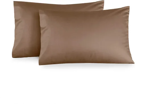Vista 6 de Royal Tradition Juego de 2 fundas de almohada de viscosa de bambú, juego de 2 fundas de almohada estándar/Queen, color beige sólido, súper suave