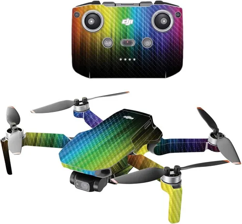 Vista 9 de MIGHTY SKINS Fibra de carbono compatible con el dron portátil DJI Mini 2, humo brillante, acabado de fibra de carbono texturizado protector