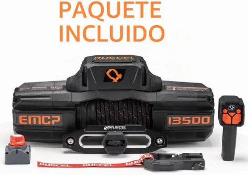 Vista 7 de RUGCEL WINCH Cabrestante EMCP de 12V 13500lb Nuevo Cabrestante Eléctrico Impermeable de Cuerda Sintética para Jeep con Hawse Fairlead, Control