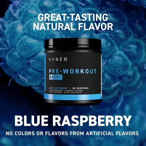 Vista 5 de Kaged Polvo Pre Entreno Deportivo para Hombres y Mujeres, Blue Razz, Certificado Deportivo, 188mg Cafeína, Suplemento de Óxido Nítrico, Beta Alanina