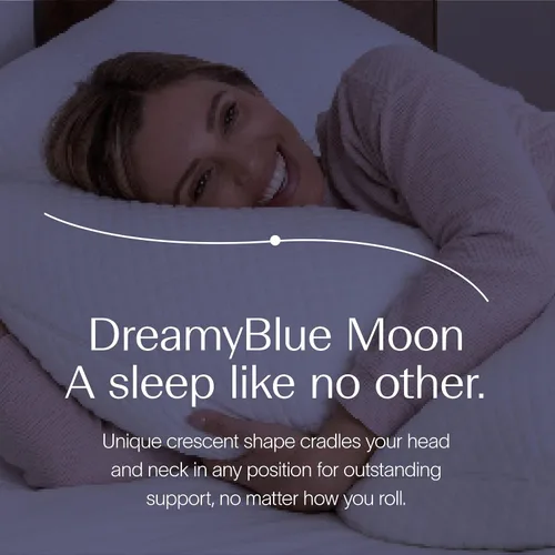 Vista 2 de DreamyBlue Almohada Luna • Loft ajustable, funda de lujo, espuma viscoelástica triturada • para dormir de espalda, de lado y de combinación •