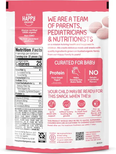 Vista 12 de Happy Baby Organics - Snacks para bebés, yoguis griegos, bocadillos de yogur liofilizado y frutas, aperitivo sin gluten para bebés de más de 9