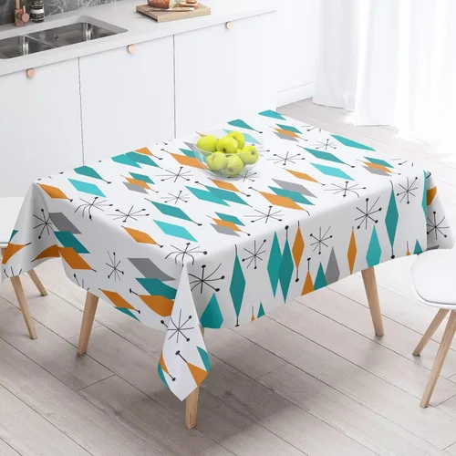 Vista 43 de Mantel azteca suroeste, diseño étnico tribal geométrico, estilo vintage, bohemio, elegante, lavable, para comedor, cocina, granja, fiesta