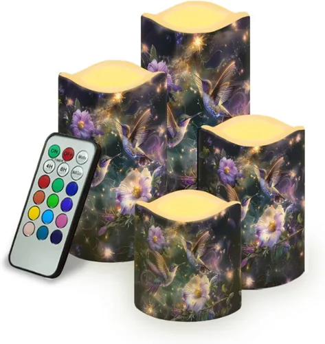Vista 14 de Ystardream Velas sin llama de hojas tropicales con control remoto que funcionan con pilas, velas LED realistas con control remoto y temporizador