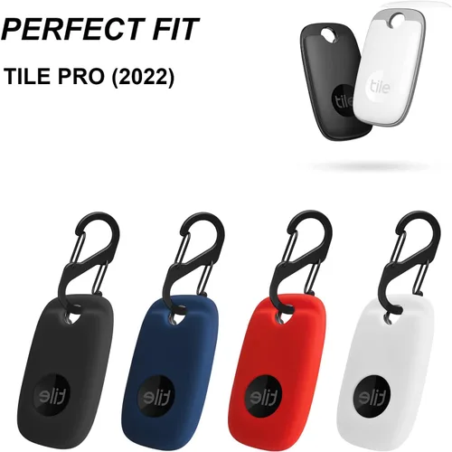 Vista 2 de 4 fundas para Tile Pro 2024/Tile Pro 2022, funda protectora de silicona suave que absorbe los golpes con mosquetón (4 unidades, negro)