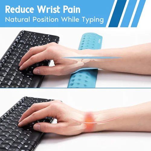 Vista 2 de i-Rocks Reposamuñecas de Espuma Viscoelástica para Teclado - Reposamuñecas que Reduce el Dolor para Teclado de Computadora - Reposamuñecas con Base